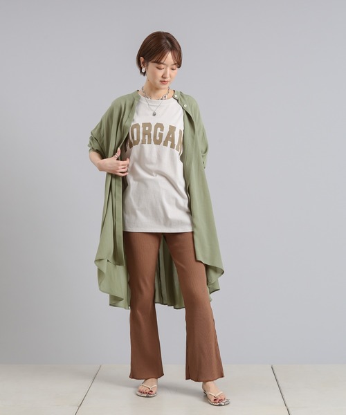 DouDou（ドゥドゥ）の「【WEB限定】MORGAN ロゴT（Tシャツ/カットソー・レディース・オフホワイト/ベージュ/グリーン・FREE）」の8枚目の写真