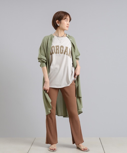 DouDou（ドゥドゥ）の「【WEB限定】MORGAN ロゴT（Tシャツ/カットソー・レディース・オフホワイト/ベージュ/グリーン・FREE）」の12枚目の写真