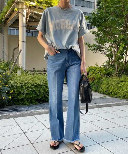 DouDou（ドゥドゥ）の「【WEB限定】MORGAN ロゴT（Tシャツ/カットソー・レディース・オフホワイト/ベージュ/グリーン・FREE）」の20枚目の写真