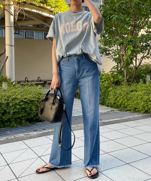 DouDou（ドゥドゥ）の「【WEB限定】MORGAN ロゴT（Tシャツ/カットソー・レディース・オフホワイト/ベージュ/グリーン・FREE）」の17枚目の写真