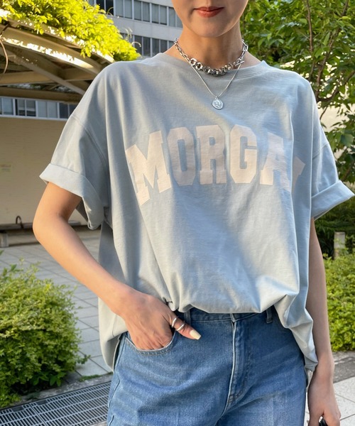 DouDou（ドゥドゥ）の「【WEB限定】MORGAN ロゴT（Tシャツ/カットソー・レディース・オフホワイト/ベージュ/グリーン・FREE）」の10枚目の写真