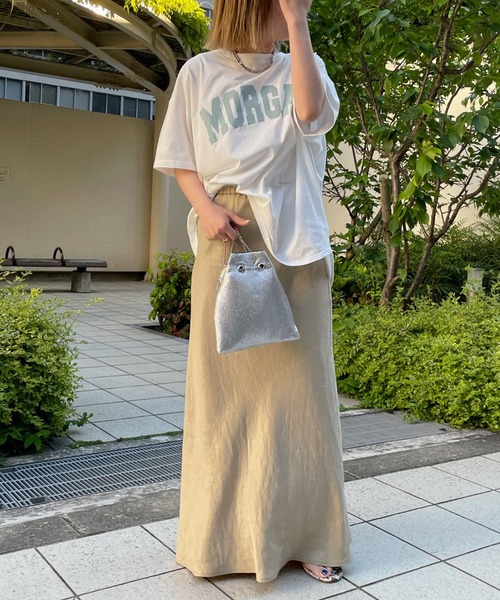 DouDou（ドゥドゥ）の「【WEB限定】MORGAN ロゴT（Tシャツ/カットソー・レディース・オフホワイト/ベージュ/グリーン・FREE）」の14枚目の写真