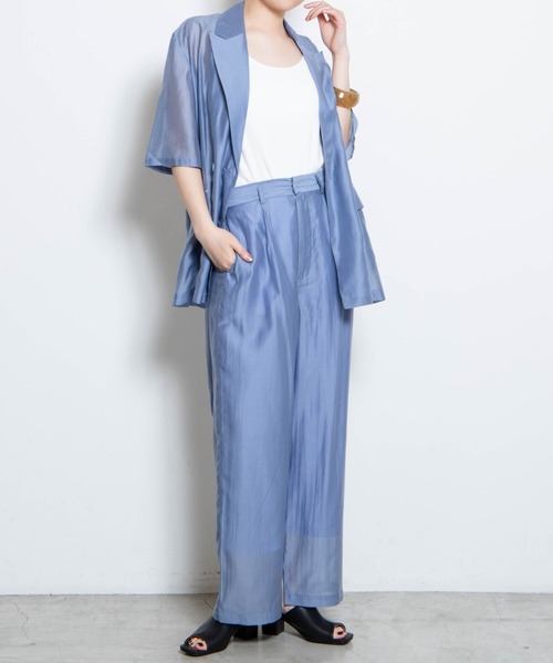 WEGO(ウィゴー)の「WEGO/シアーストレートパンツ(スラックス・レディース・ブラック/ブルー・FREE)」の7枚目の写真