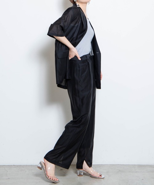 WEGO(ウィゴー)の「WEGO/シアーストレートパンツ(スラックス・レディース・ブラック/ブルー・FREE)」の11枚目の写真