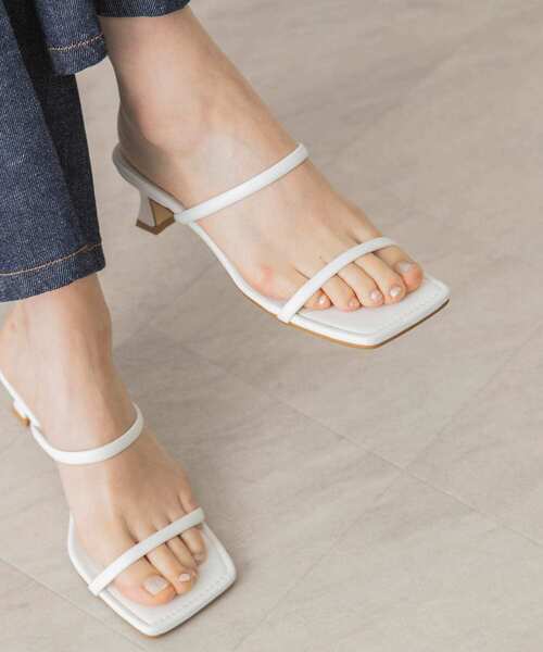 URBAN RESEARCH（アーバンリサーチ）の「MILLIWM　SQ TOE 2LINE MULE（サンダル・レディース・ホワイト/ブラック/ピンク・38/36/37）」の5枚目の写真