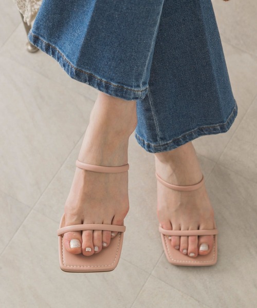 URBAN RESEARCH（アーバンリサーチ）の「MILLIWM　SQ TOE 2LINE MULE（サンダル・レディース・ホワイト/ブラック/ピンク・38/36/37）」の6枚目の写真