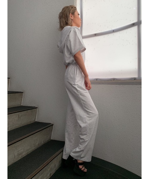 EGOIST（エゴイスト）の「スウェット半袖オールインワン（つなぎ/オールインワン・レディース・ブラック/グレー・FREE）」の7枚目の写真