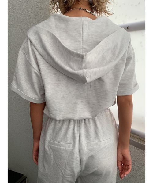 EGOIST（エゴイスト）の「スウェット半袖オールインワン（つなぎ/オールインワン・レディース・ブラック/グレー・FREE）」の12枚目の写真