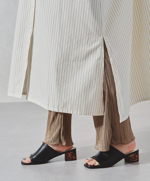 acro（アクロ）の「ストライプシャツワンピース/AC1056（シャツワンピース・レディース・ブルー/ネイビー/ベージュ/カーキ/ブラック・ﾌﾘ-）」の10枚目の写真