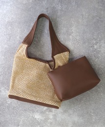 Riberry | エコレザー切替カゴトートバッグ(トートバッグ)