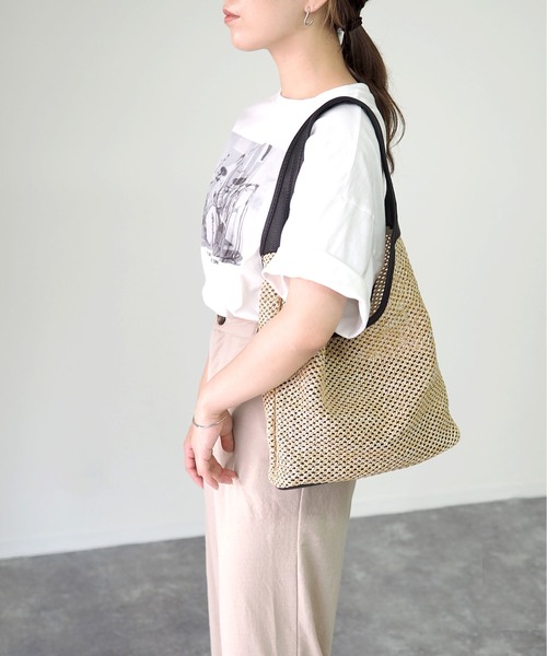 Riberry（リベリー）の「合皮切替カゴトートバッグ（トートバッグ・レディース・ブラック/ベージュ/ブラウン/ホワイト・FREE）」の5枚目の写真