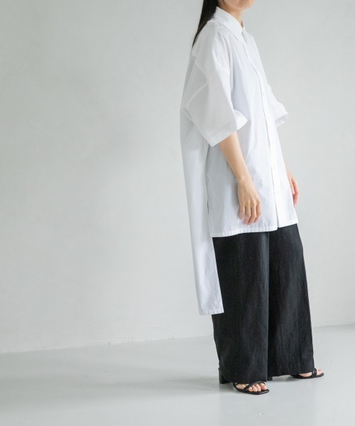 LOWRYS FARM（ローリーズファーム）の「ロングテールＢＩＧシャツ　957519（シャツ/ブラウス・レディース・オフホワイト/アイボリー/ブラック・FREE）」の7枚目の写真
