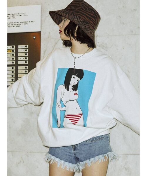 jouetie（ジュエティ）の「【コラボ】古塔つみカラープルオーバー【スウェット/トレーナー】（スウェット・レディース・グリーン/オフホワイト/ブラック/ベージュ・MEDIUM）」の6枚目の写真