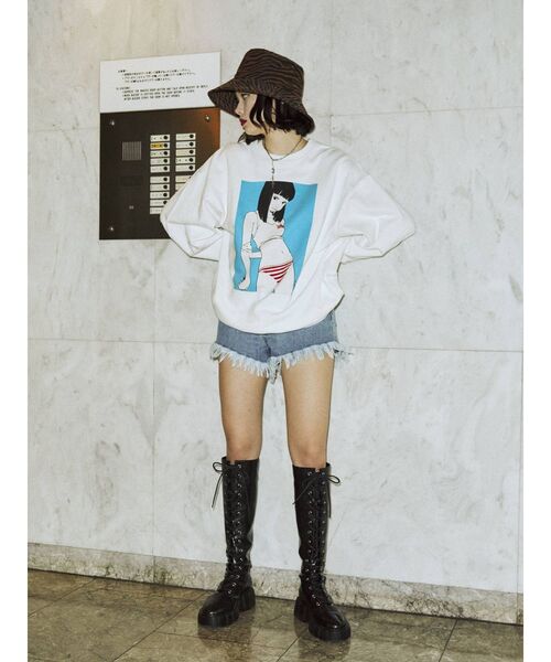 jouetie（ジュエティ）の「【コラボ】古塔つみカラープルオーバー【スウェット/トレーナー】（スウェット・レディース・グリーン/オフホワイト/ブラック/ベージュ・MEDIUM）」の8枚目の写真