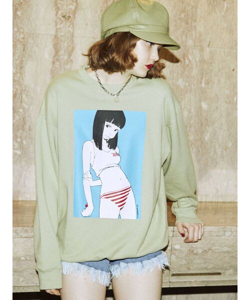 jouetie（ジュエティ）の「【コラボ】古塔つみカラープルオーバー【スウェット/トレーナー】（スウェット・レディース・グリーン/オフホワイト/ブラック/ベージュ・MEDIUM）」の10枚目の写真