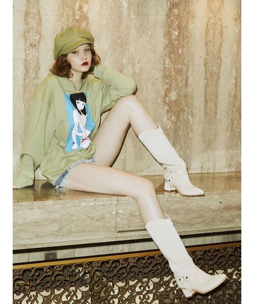 jouetie（ジュエティ）の「【コラボ】古塔つみカラープルオーバー【スウェット/トレーナー】（スウェット・レディース・グリーン/オフホワイト/ブラック/ベージュ・MEDIUM）」の13枚目の写真