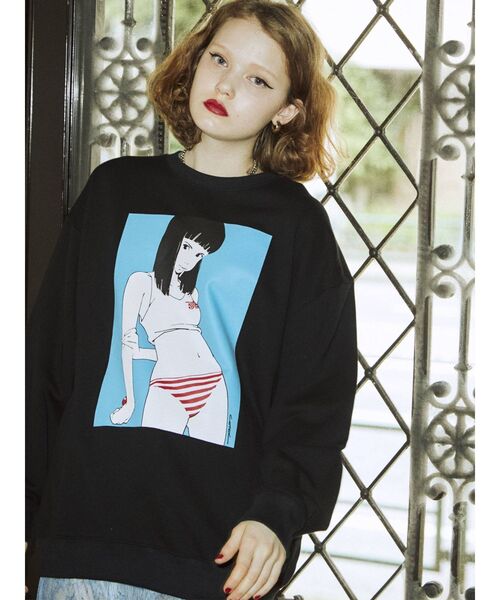 jouetie（ジュエティ）の「【コラボ】古塔つみカラープルオーバー【スウェット/トレーナー】（スウェット・レディース・グリーン/オフホワイト/ブラック/ベージュ・MEDIUM）」の18枚目の写真