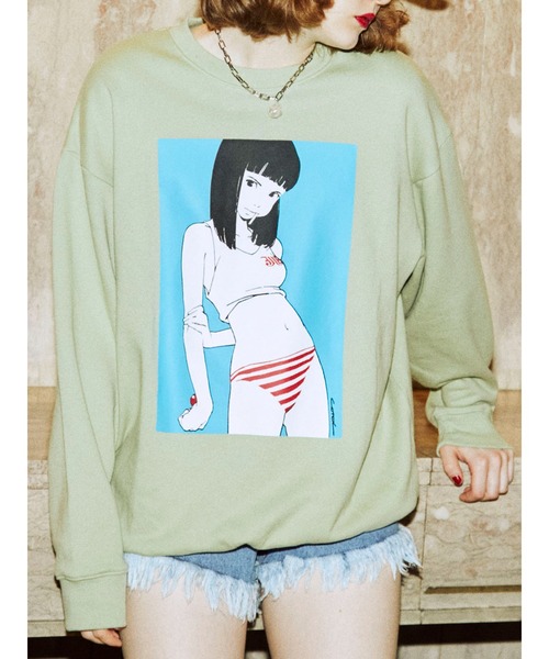 jouetie（ジュエティ）の「【コラボ】古塔つみカラープルオーバー【スウェット/トレーナー】（スウェット・レディース・グリーン/オフホワイト/ブラック/ベージュ・MEDIUM）」の4枚目の写真