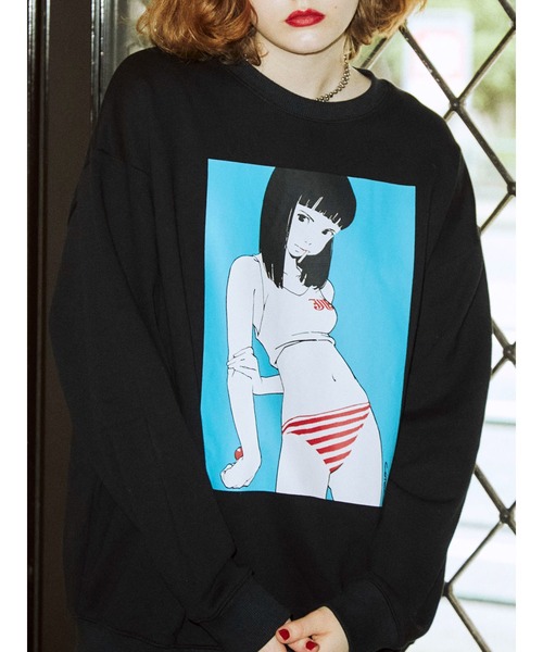 jouetie（ジュエティ）の「【コラボ】古塔つみカラープルオーバー【スウェット/トレーナー】（スウェット・レディース・グリーン/オフホワイト/ブラック/ベージュ・MEDIUM）」の3枚目の写真