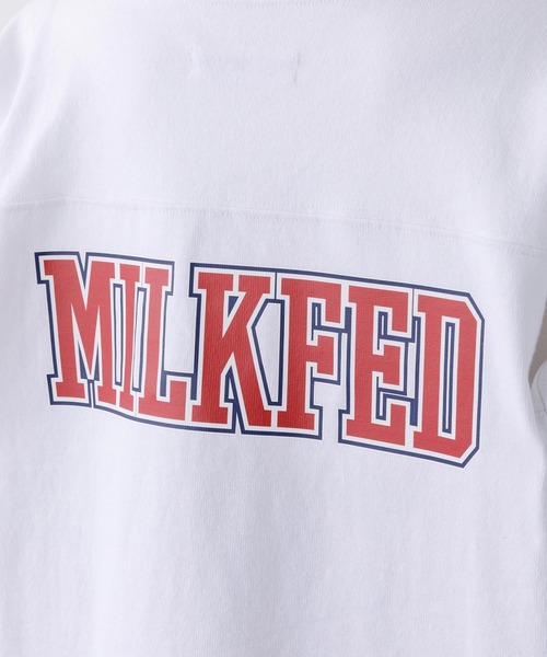 MILKFED.(ミルクフェド)の「LOGO FOOTBALL TOP(Tシャツ/カットソー・レディース・ホワイト/ブラック/グリーン/ネイビー・ONE SIZE)」の10枚目の写真