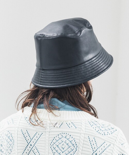 CALEE - CAL LOGO LEATHER BUCKET HAT (BLACK) / レザー