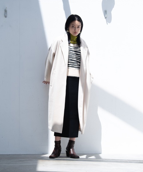 Happy John（ハッピージョン）の「over melton chester coat/オーバーメルトンチェスターコート（チェスターコート・レディース・ブラック/ブルー/アイボリー・FREE）」の10枚目の写真