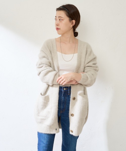 SHENERY（シーナリー）の「FOXロングニットカーディガン（カーディガン/ボレロ・レディース・ライトグレー/ベージュ・FREE）」の5枚目の写真