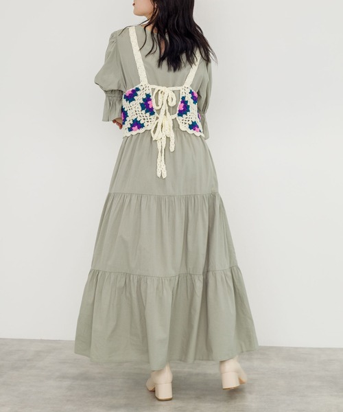 w closet（ダブルクローゼット）の「カギ針モチーフビスチェ（ニット/セーター・レディース・ブラック/ダークグリーン/アイボリー・FREE）」の12枚目の写真