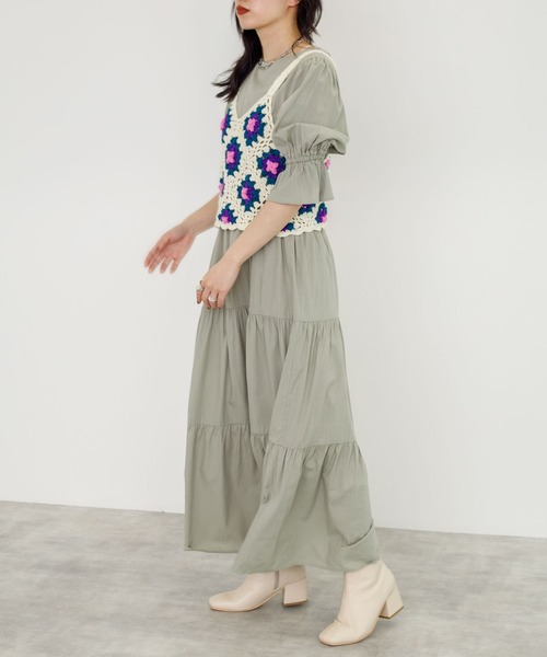 w closet（ダブルクローゼット）の「カギ針モチーフビスチェ（ニット/セーター・レディース・ブラック/ダークグリーン/アイボリー・FREE）」の21枚目の写真