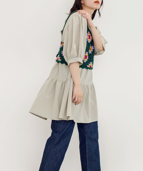 w closet（ダブルクローゼット）の「カギ針モチーフビスチェ（ニット/セーター・レディース・ブラック/ダークグリーン/アイボリー・FREE）」の13枚目の写真