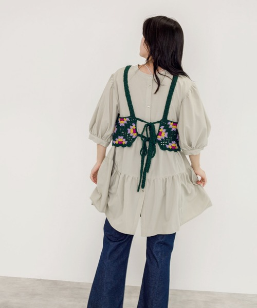 w closet（ダブルクローゼット）の「カギ針モチーフビスチェ（ニット/セーター・レディース・ブラック/ダークグリーン/アイボリー・FREE）」の18枚目の写真