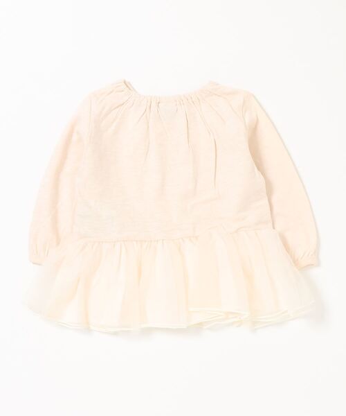 petit main(プティマイン)の「レース×チュール長袖チュニックT(Tシャツ/カットソー・キッズ・ピンク/オフホワイト/ライトカーキ・100cm/90cm/130cm/120cm/110cm/80cm)」の4枚目の写真