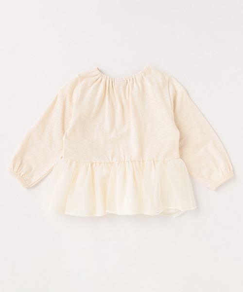 petit main(プティマイン)の「レース×チュール長袖チュニックT(Tシャツ/カットソー・キッズ・ピンク/オフホワイト/ライトカーキ・100cm/90cm/130cm/120cm/110cm/80cm)」の5枚目の写真