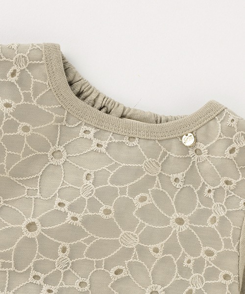 petit main(プティマイン)の「レース×チュール長袖チュニックT(Tシャツ/カットソー・キッズ・ピンク/オフホワイト/ライトカーキ・100cm/90cm/130cm/120cm/110cm/80cm)」の8枚目の写真