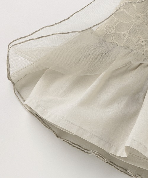 petit main(プティマイン)の「レース×チュール長袖チュニックT(Tシャツ/カットソー・キッズ・ピンク/オフホワイト/ライトカーキ・100cm/90cm/130cm/120cm/110cm/80cm)」の11枚目の写真