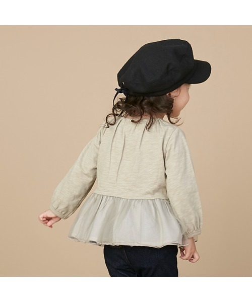 petit main(プティマイン)の「レース×チュール長袖チュニックT(Tシャツ/カットソー・キッズ・ピンク/オフホワイト/ライトカーキ・100cm/90cm/130cm/120cm/110cm/80cm)」の17枚目の写真