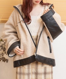 Mysa&Liina | ボアレザーパイピングブルゾン(ブルゾン)