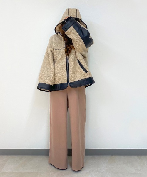 Mysa&Liina（ミーサリーナ）の「ボアレザーパイピングブルゾン（ブルゾン・レディース・ブラック/キナリ・M）」の3枚目の写真