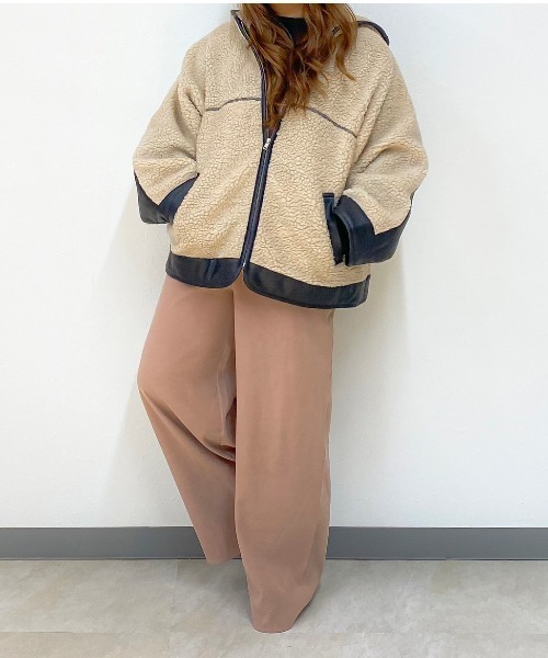 Mysa&Liina（ミーサリーナ）の「ボアレザーパイピングブルゾン（ブルゾン・レディース・ブラック/キナリ・M）」の4枚目の写真