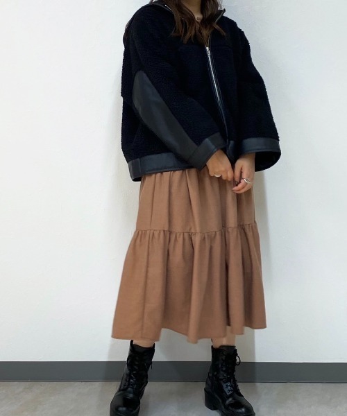 Mysa&Liina（ミーサリーナ）の「ボアレザーパイピングブルゾン（ブルゾン・レディース・ブラック/キナリ・M）」の10枚目の写真