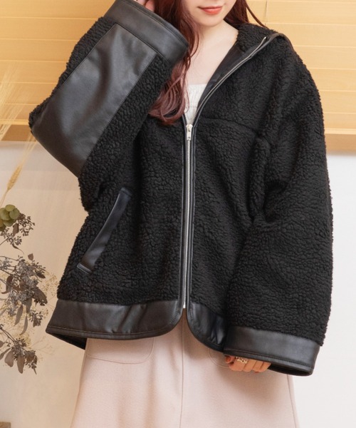 Mysa&Liina（ミーサリーナ）の「ボアレザーパイピングブルゾン（ブルゾン・レディース・ブラック/キナリ・M）」の18枚目の写真