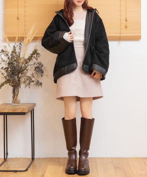 Mysa&Liina（ミーサリーナ）の「ボアレザーパイピングブルゾン（ブルゾン・レディース・ブラック/キナリ・M）」の13枚目の写真