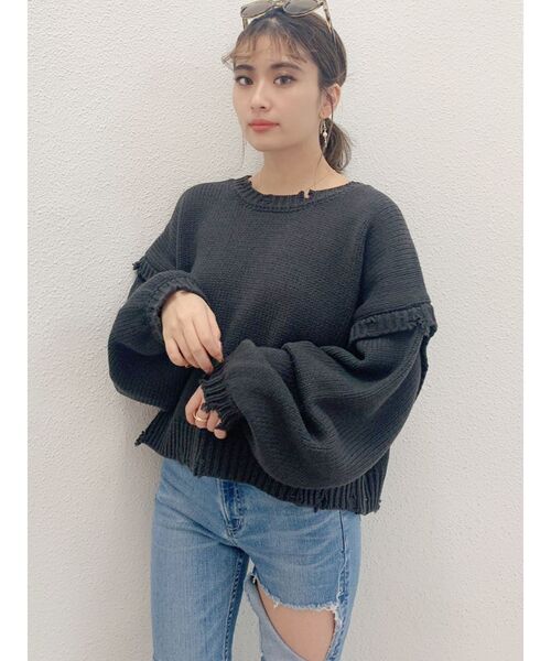 GYDA(ジェイダ)の「グラインダーショートニットTOPS(ニット/セーター・レディース・アイボリー/ベージュ/ミント/ブラック・FREE)」の11枚目の写真