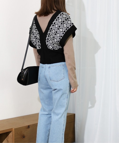 Per sist ence（パーシエンス）の「Per sist ence/パーシエンス　幾何学ビスチェ（ベスト・レディース・ベージュ/ブラック/ブラウン・FREE）」の10枚目の写真