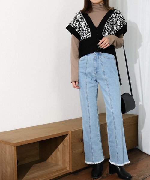 Per sist ence（パーシエンス）の「Per sist ence/パーシエンス　幾何学ビスチェ（ベスト・レディース・ベージュ/ブラック/ブラウン・FREE）」の11枚目の写真