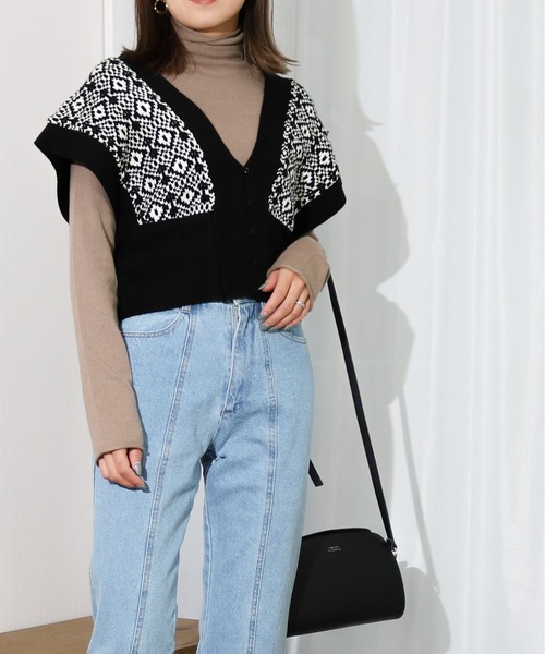 Per sist ence（パーシエンス）の「Per sist ence/パーシエンス　幾何学ビスチェ（ベスト・レディース・ベージュ/ブラック/ブラウン・FREE）」の12枚目の写真