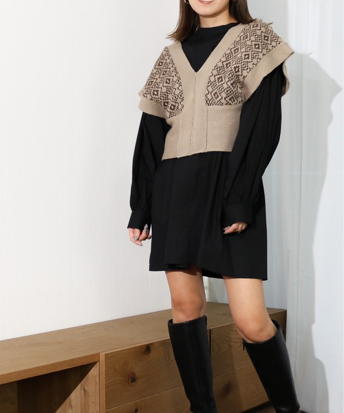 Per sist ence（パーシエンス）の「Per sist ence/パーシエンス　幾何学ビスチェ（ベスト・レディース・ベージュ/ブラック/ブラウン・FREE）」の16枚目の写真