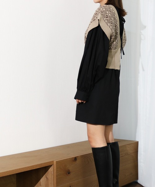 Per sist ence（パーシエンス）の「Per sist ence/パーシエンス　幾何学ビスチェ（ベスト・レディース・ベージュ/ブラック/ブラウン・FREE）」の18枚目の写真