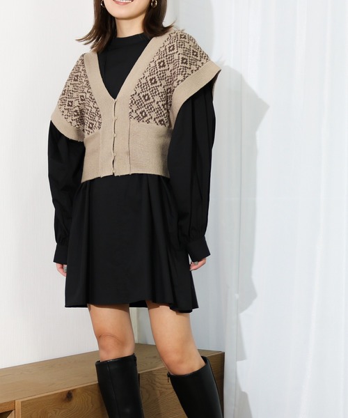 Per sist ence（パーシエンス）の「Per sist ence/パーシエンス　幾何学ビスチェ（ベスト・レディース・ベージュ/ブラック/ブラウン・FREE）」の13枚目の写真