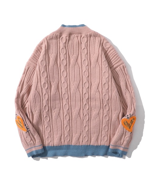 HOOK（フック）の「【HOOK】パッチワーク刺繍リンガーVネックカーディガン（カーディガン/ボレロ・メンズ・ホワイト/ピンク/ブルー・M/L/XL）」の12枚目の写真